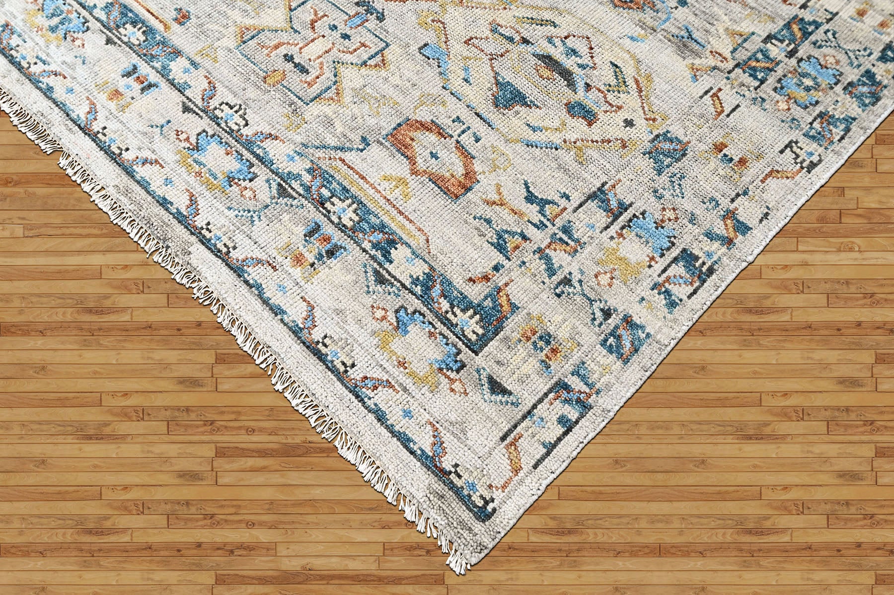 Beige, Slate 9x11'10'' Oushak Transitional Hand Knotted Wool Oriental Area Rug