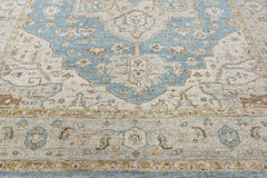 Aqua 8'11''x11'9'' Oushak Heriz Hand Knotted Wool Oriental Area Rug