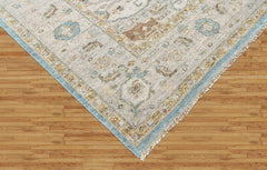 Aqua 8'11''x11'9'' Oushak Heriz Hand Knotted Wool Oriental Area Rug