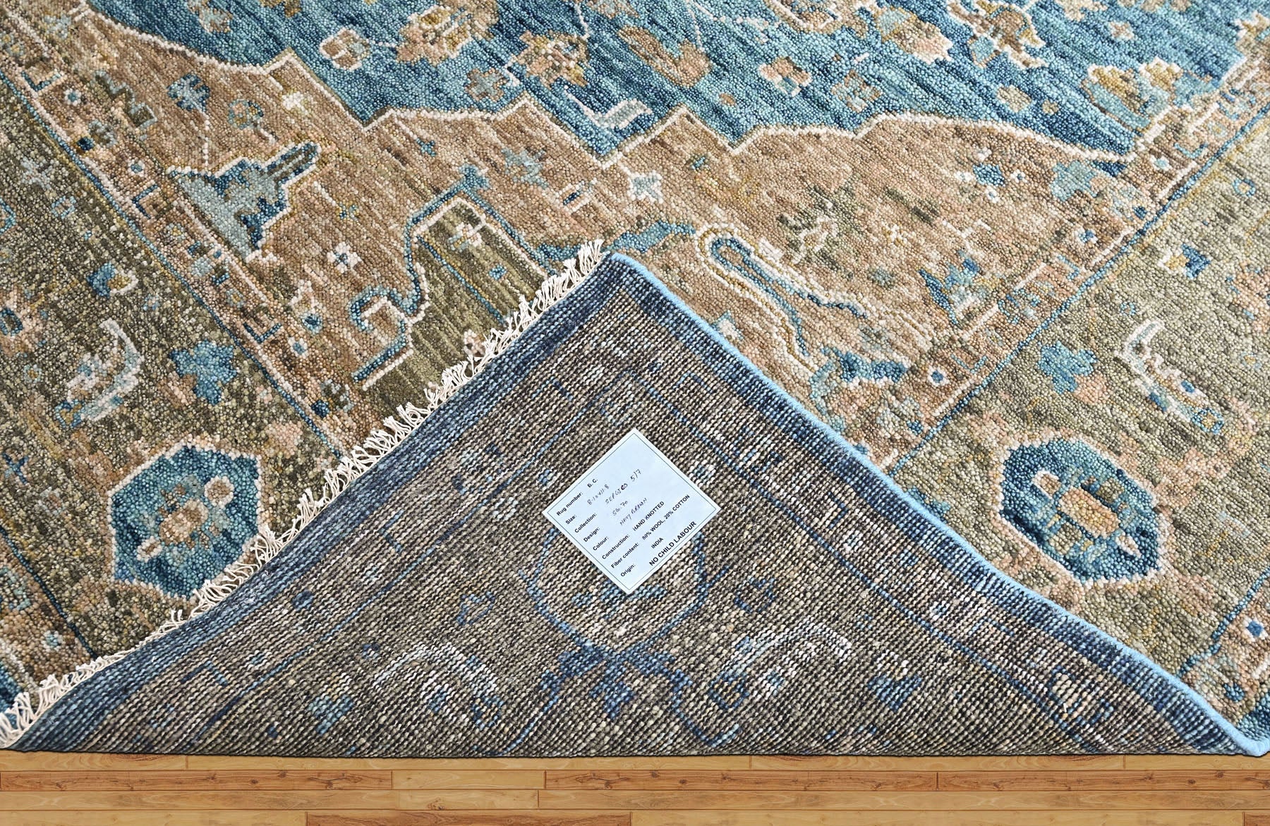 Aqua 8'10''x11'8'' Oushak Heriz Hand Knotted Wool Oriental Area Rug