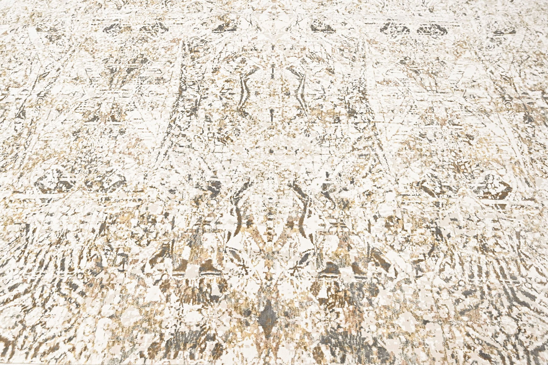 9x12 Ivory, Beige, Multi Color Power Loom Oushak Wool Modern Oriental Rug