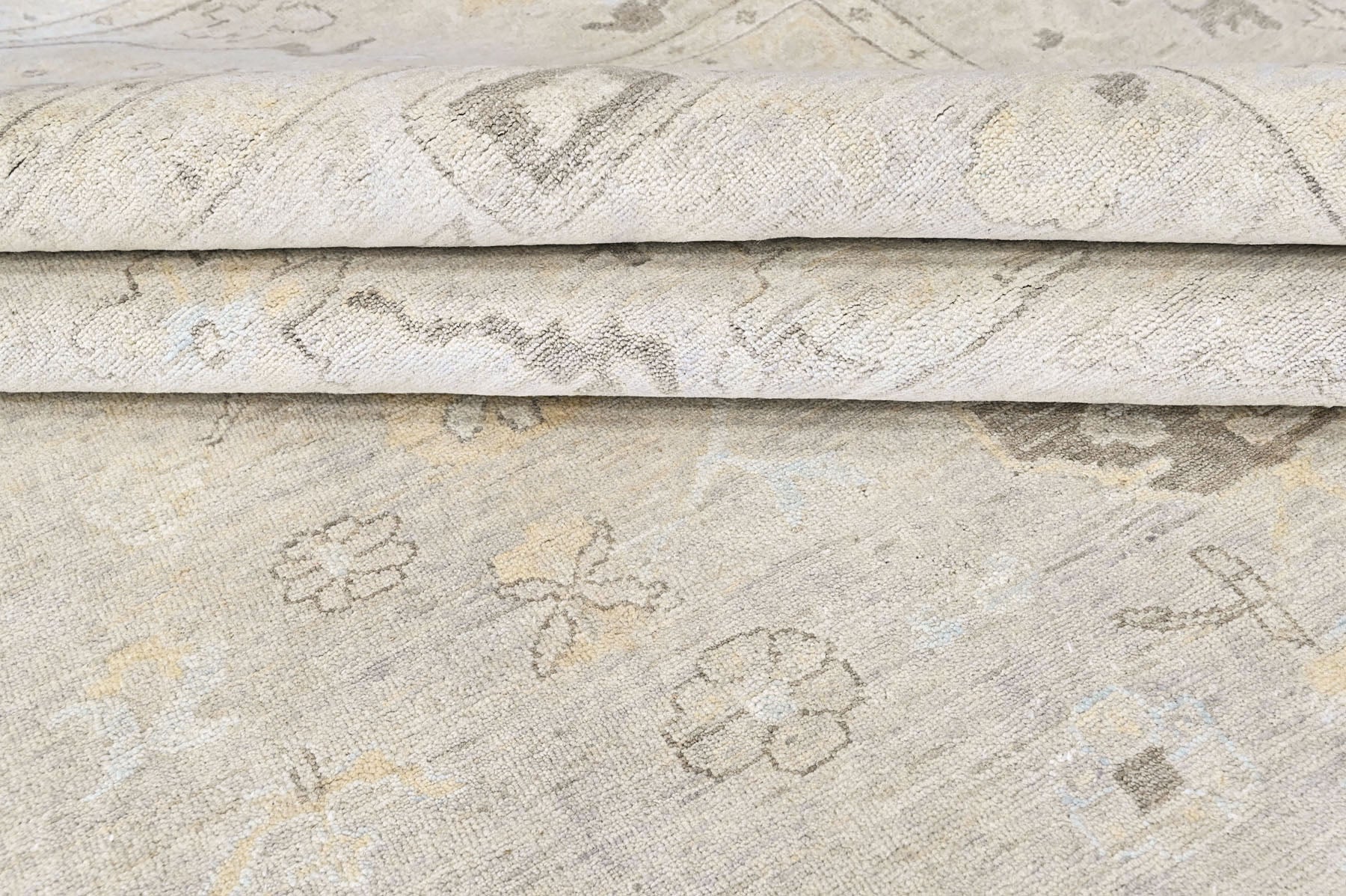 Beige 13x19 Oushak Transitional Hand Knotted Wool Oriental Area Rug