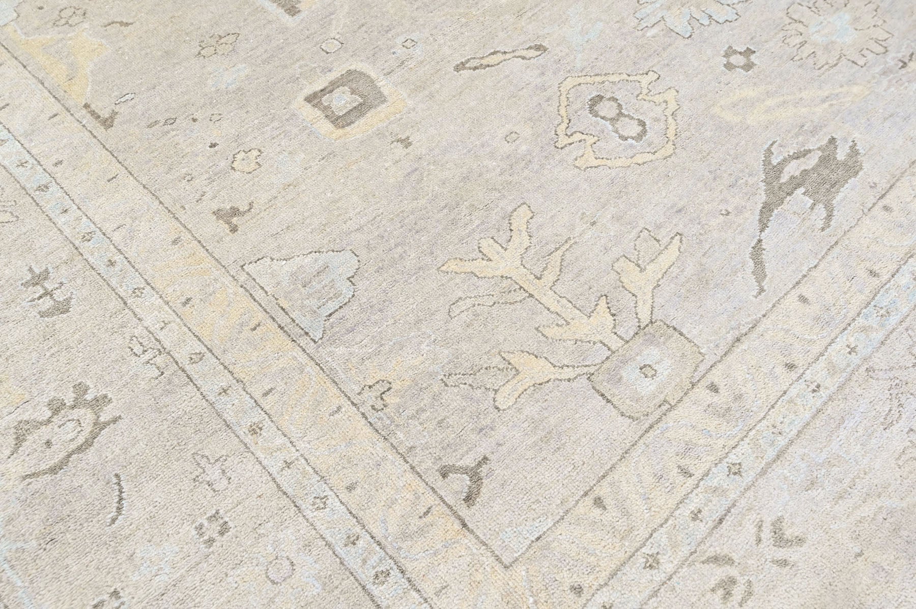 Beige 13x19 Oushak Transitional Hand Knotted Wool Oriental Area Rug