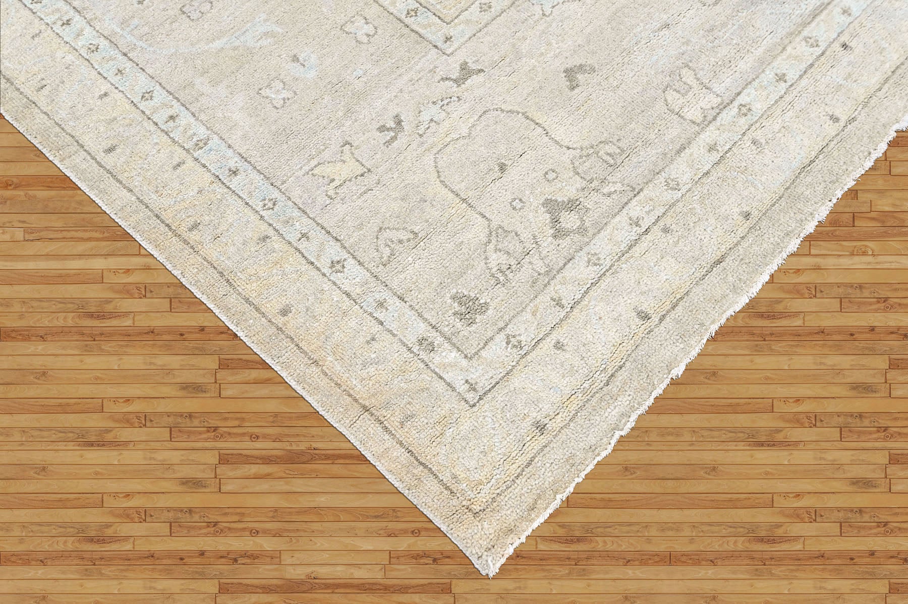 Beige 13x19 Oushak Transitional Hand Knotted Wool Oriental Area Rug