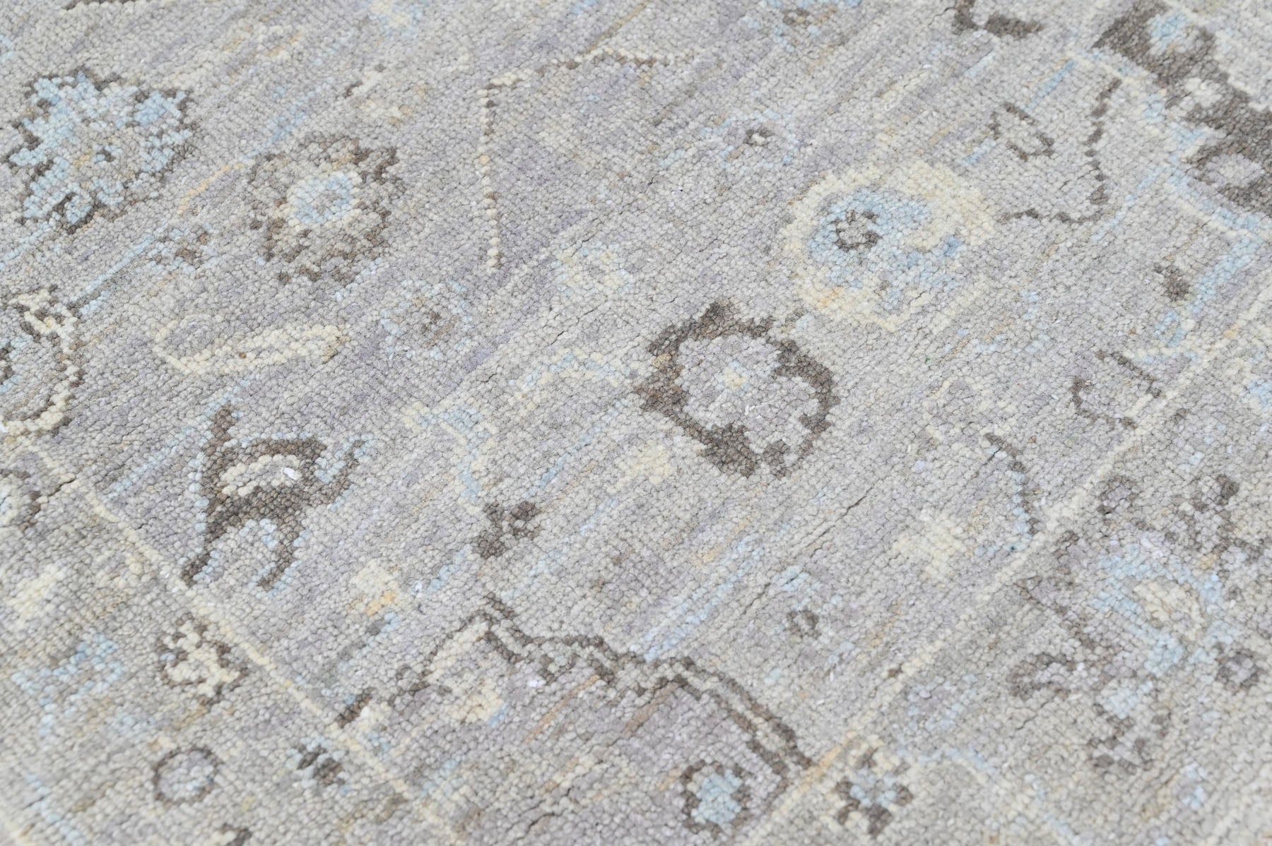 Gray 2'6''x8 Oushak Transitional Hand Knotted Wool Oriental Area Rug