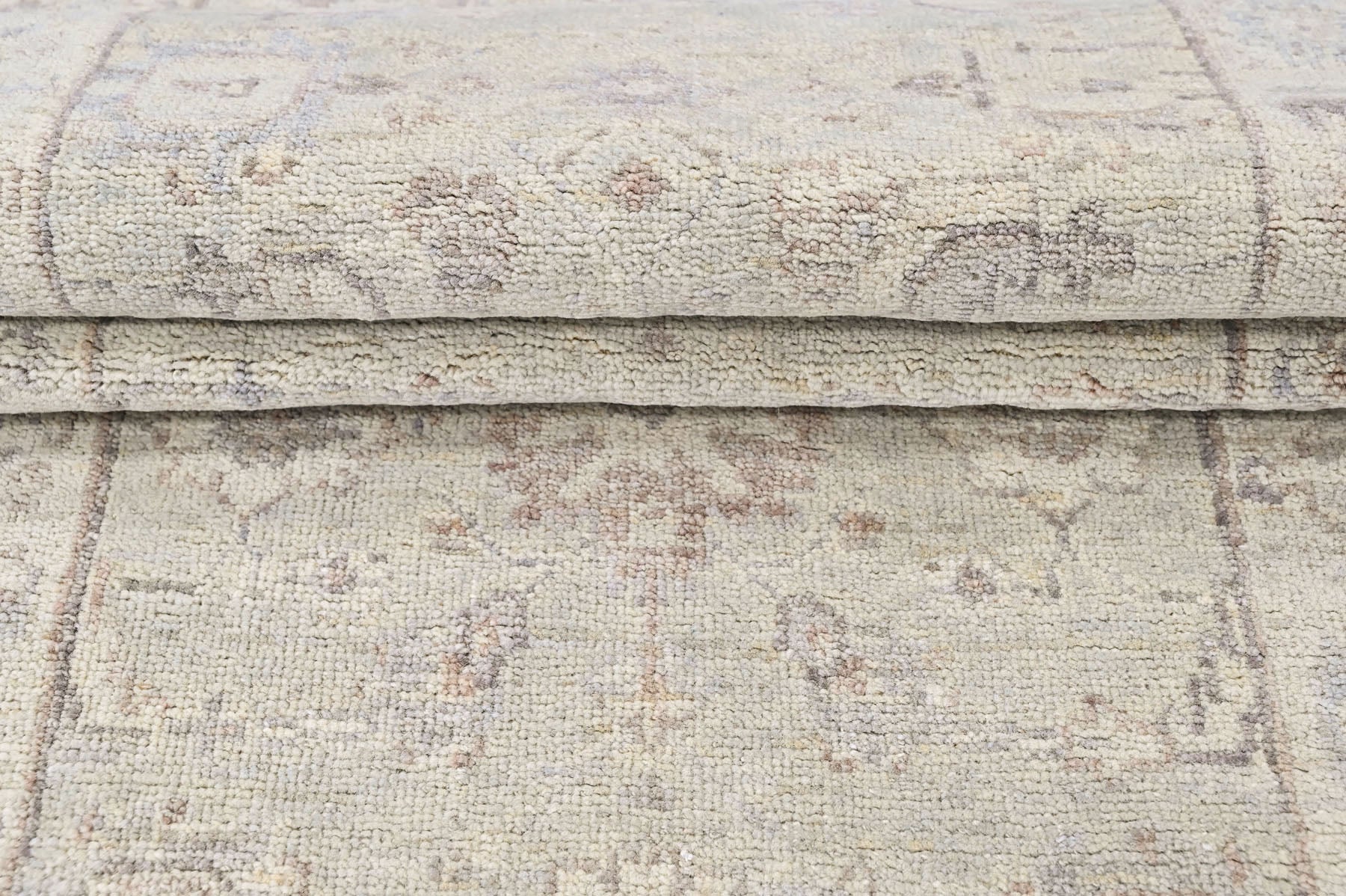 Tone on Tone Gray 2'7''x7'9'' Oushak Transitional Hand Knotted Wool Oriental Area Rug