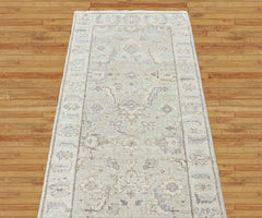 Tone on Tone Gray 2'7''x7'9'' Oushak Transitional Hand Knotted Wool Oriental Area Rug