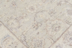 Tone on Tone Gray 2'7''x7'9'' Oushak Transitional Hand Knotted Wool Oriental Area Rug