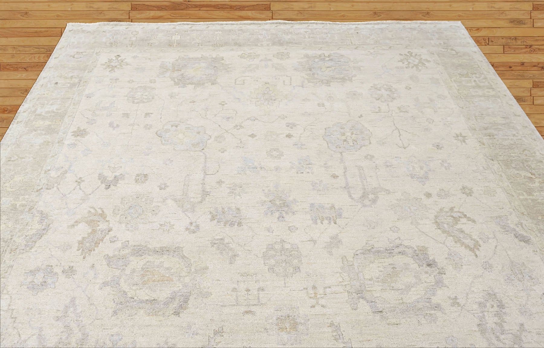Beige Multi Size Oushak Transitional Hand Knotted Wool Oriental Area Rug