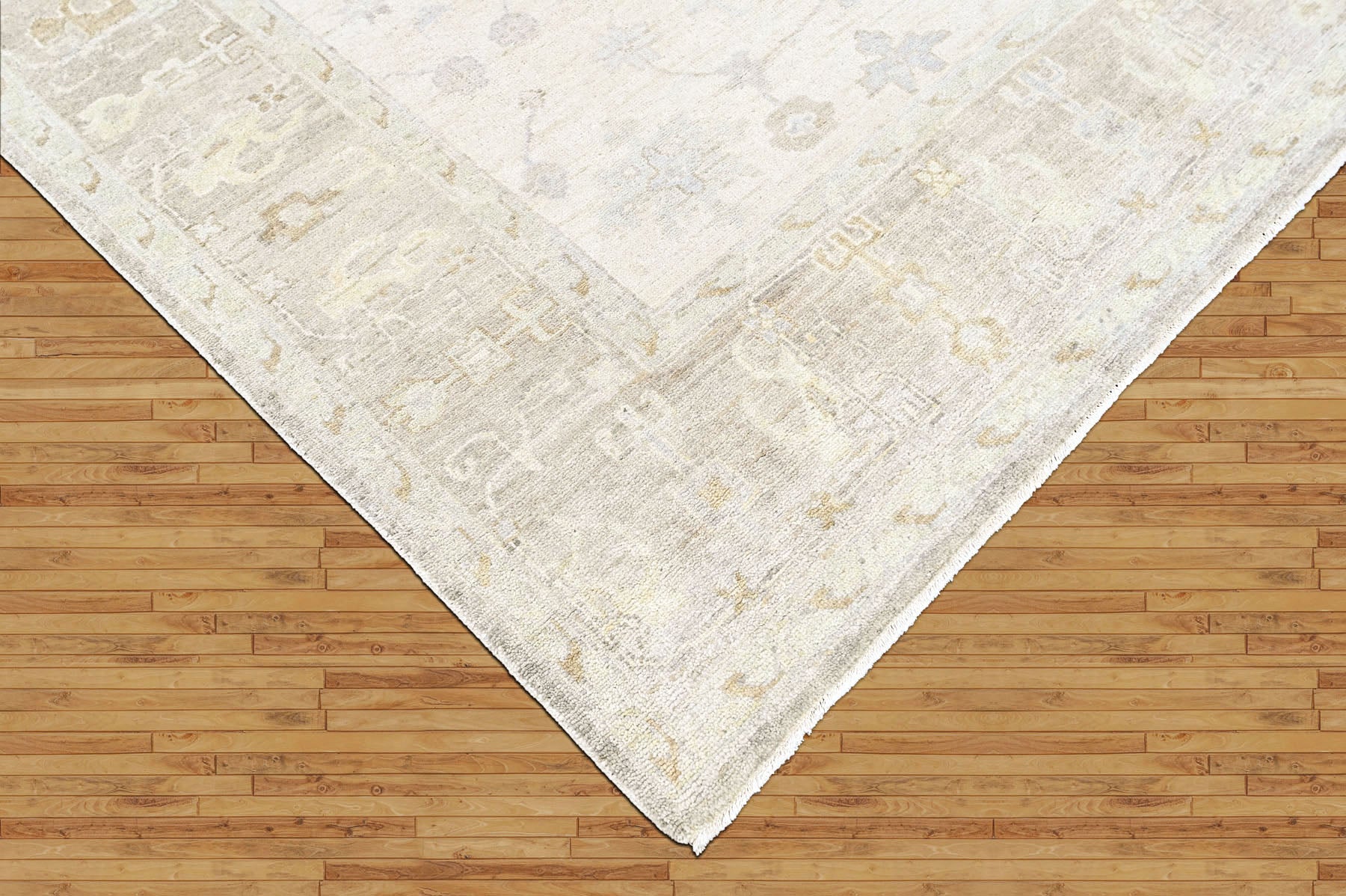 Beige Multi Size Oushak Transitional Hand Knotted Wool Oriental Area Rug