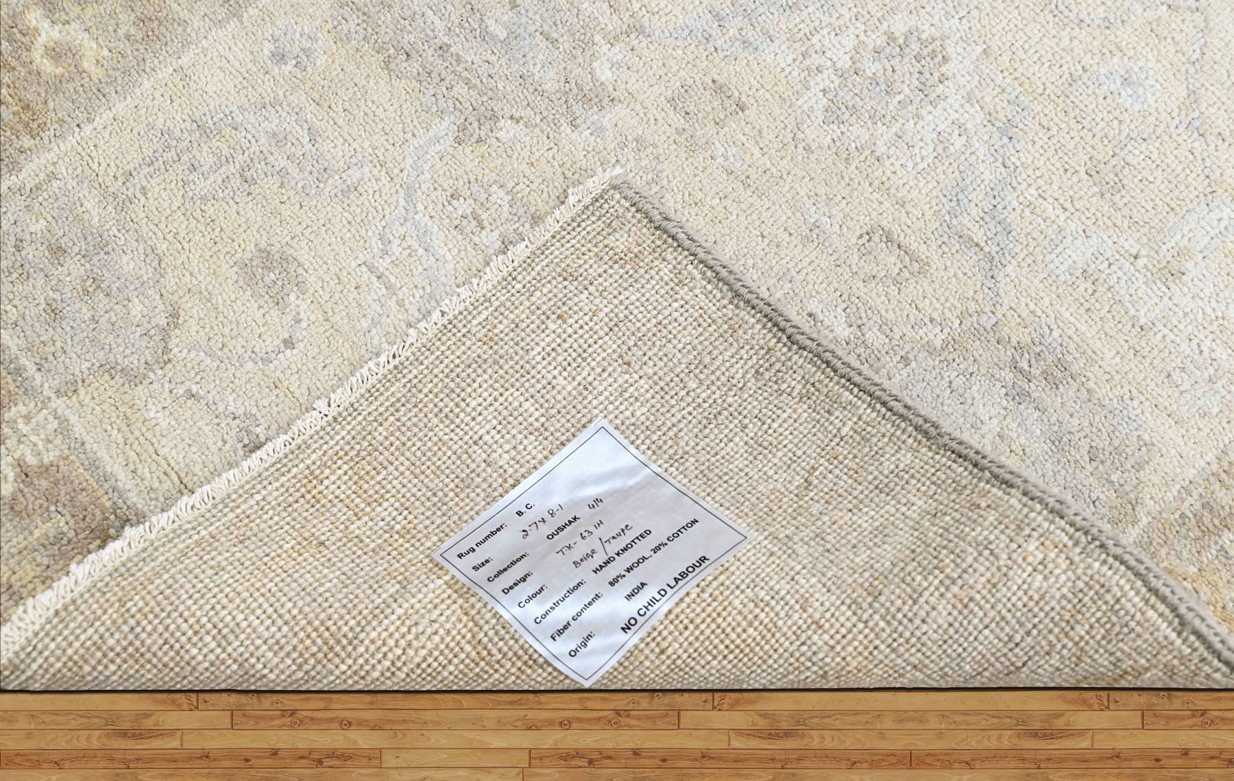 Beige Multi Size Oushak Transitional Hand Knotted Wool Oriental Area Rug