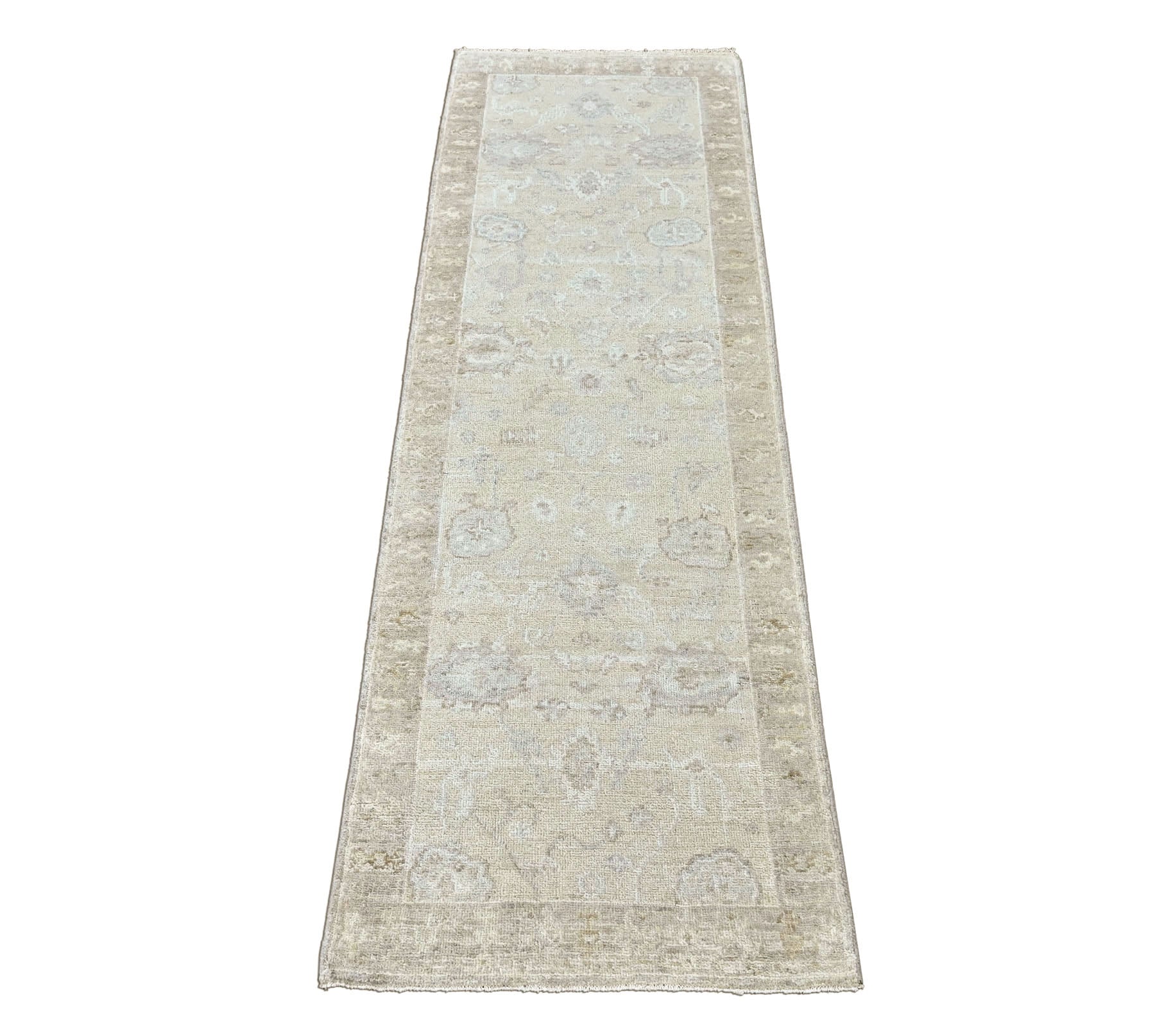 Beige Multi Size Oushak Transitional Hand Knotted Wool Oriental Area Rug