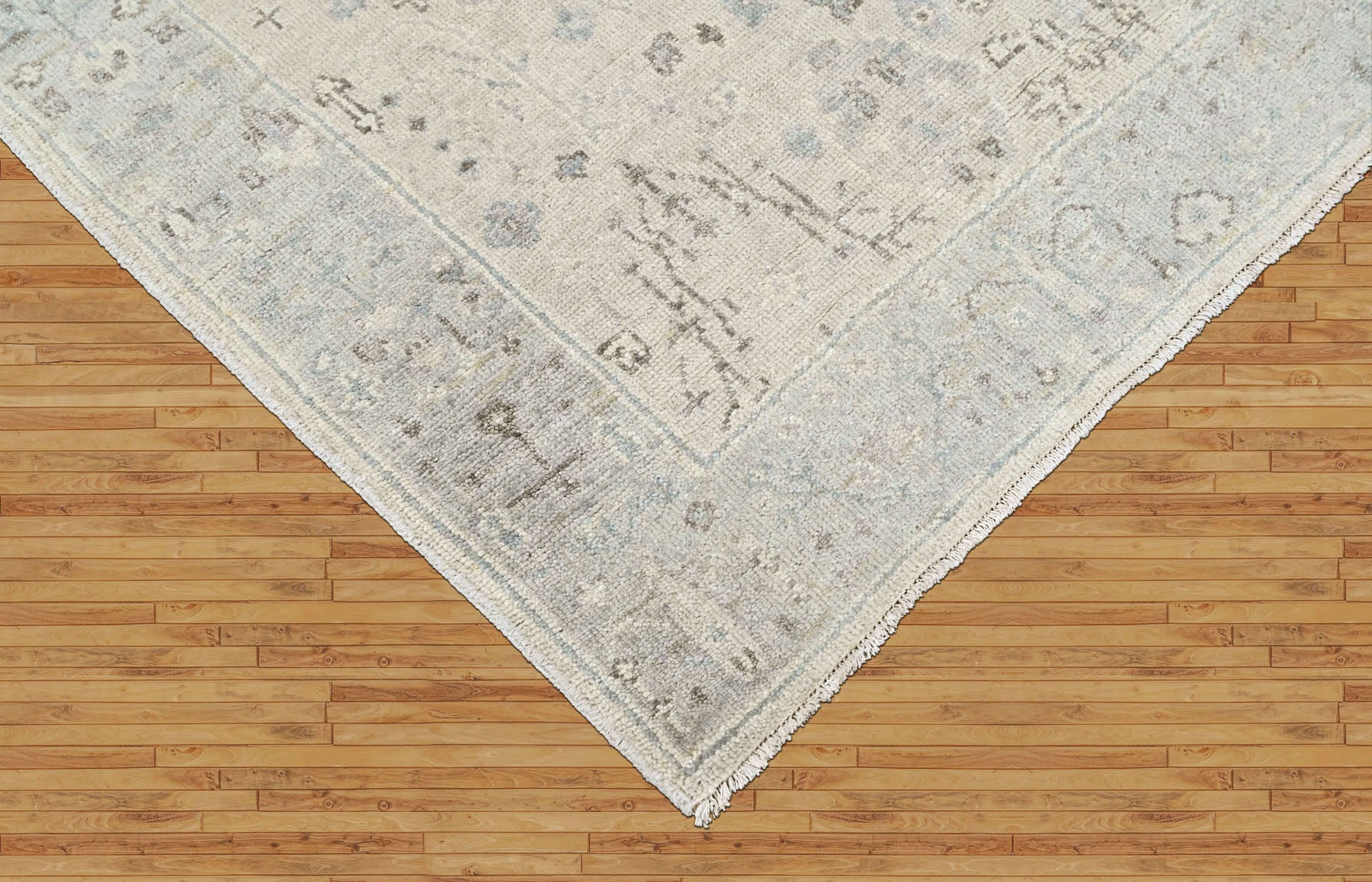 3x5 Gray, Slate, Multi Color Hand Knotted Oushak Wool Transitional Oriental Rug