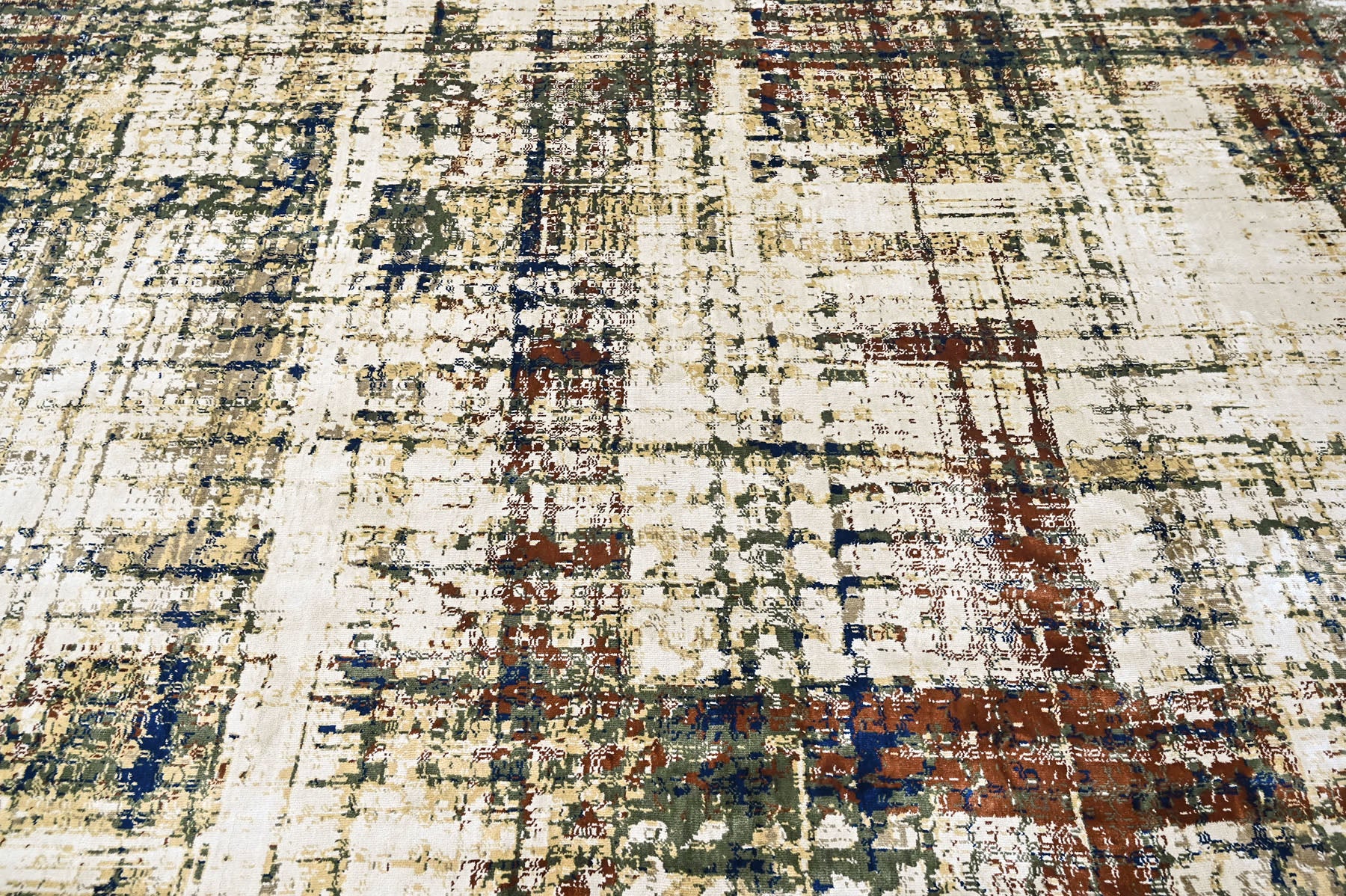 9x12 Beige, Gray, Rust Color Power Loom Oushak Wool Modern Oriental Rug