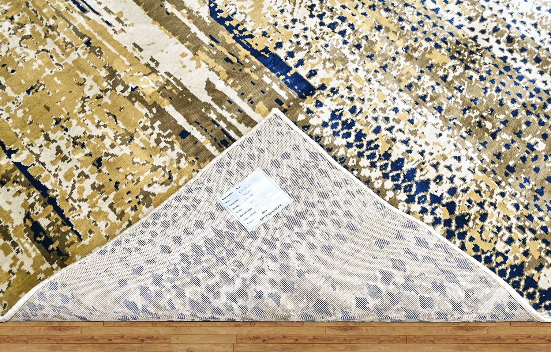 9x12 Beige, Navy, Gold Color Power Loom Oushak Wool Modern Oriental Rug