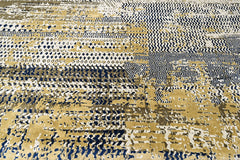 9x12 Beige, Navy, Gold Color Power Loom Oushak Wool Modern Oriental Rug