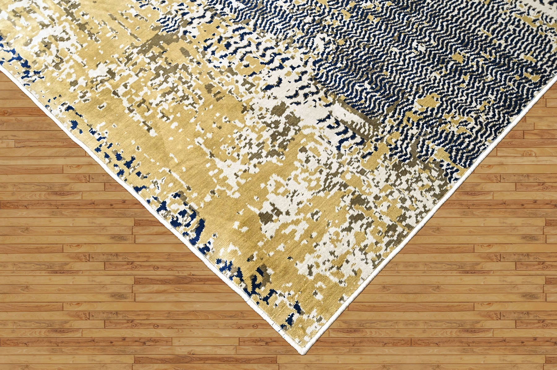 9x12 Beige, Navy, Gold Color Power Loom Oushak Wool Modern Oriental Rug