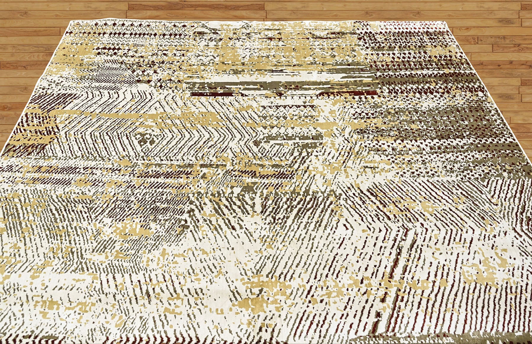 9x12 Beige, Brown, Gold Color Power Loom Oushak Wool Modern Oriental Rug
