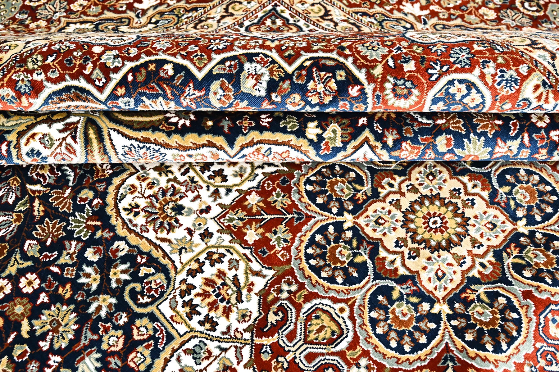 9x12 Navy, Red, Ivory Color Power Loom Oushak Wool Traditional Oriental Rug