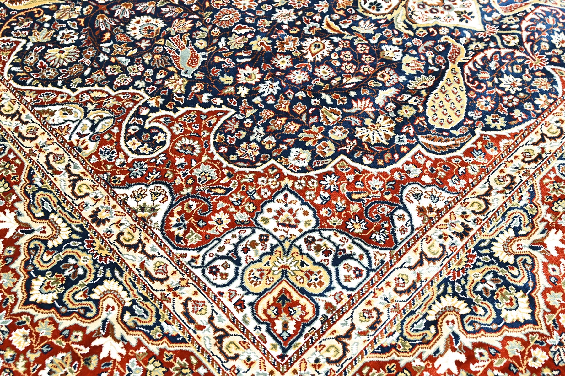 9x12 Navy, Red, Ivory Color Power Loom Oushak Wool Traditional Oriental Rug