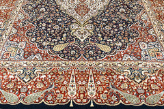 9x12 Navy, Red, Ivory Color Power Loom Oushak Wool Traditional Oriental Rug