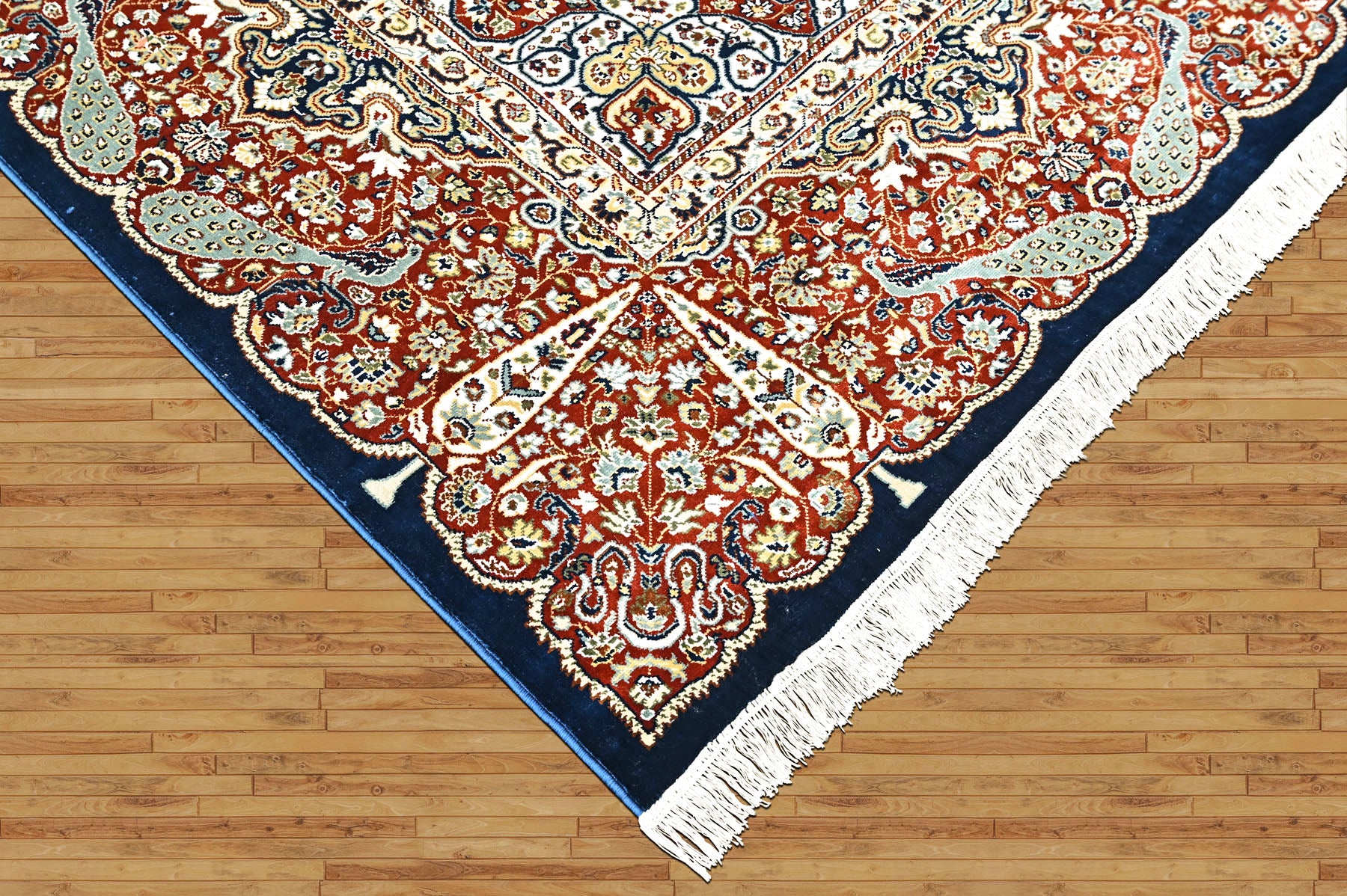 9x12 Navy, Red, Ivory Color Power Loom Oushak Wool Traditional Oriental Rug