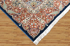 9x12 Navy, Red, Ivory Color Power Loom Oushak Wool Traditional Oriental Rug