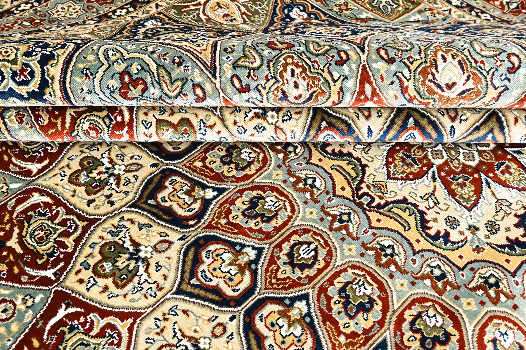 9x12 Red, Blue, Ivory Color Power Loom Oushak Wool Traditional Oriental Rug