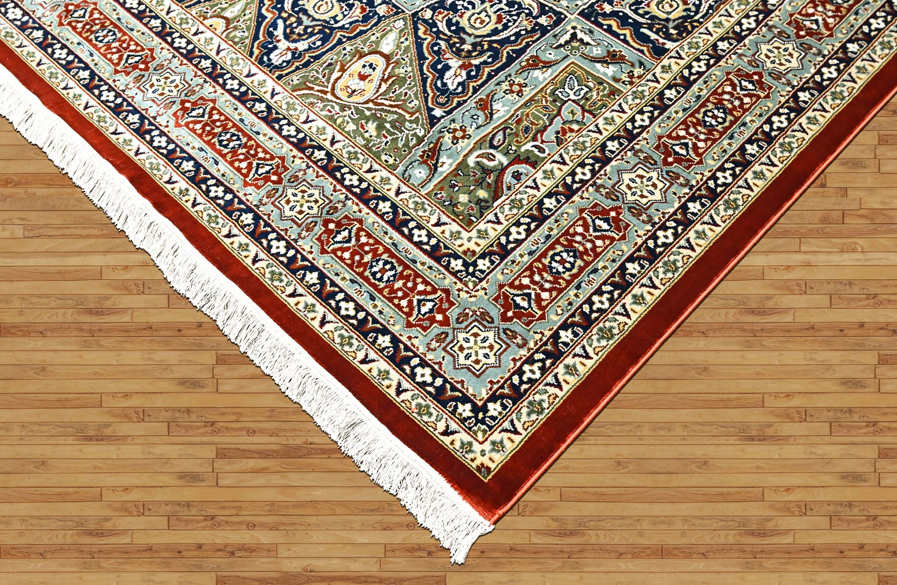 9x12 Red, Blue, Ivory Color Power Loom Oushak Wool Traditional Oriental Rug