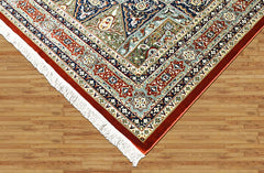 9x12 Red, Blue, Ivory Color Power Loom Oushak Wool Traditional Oriental Rug