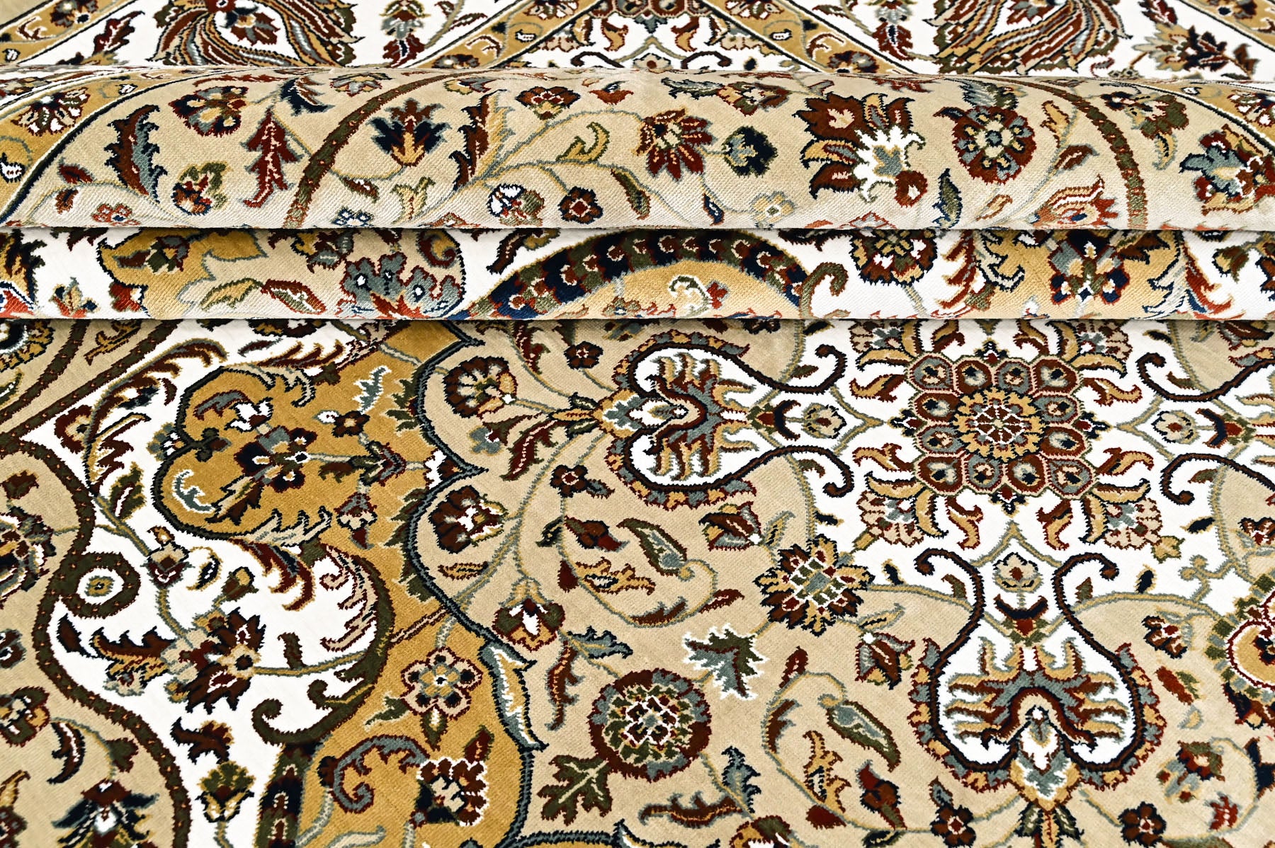 9x12 Light Gold, Ivory, Brown Color Power Loom Oushak Wool Traditional Oriental Rug