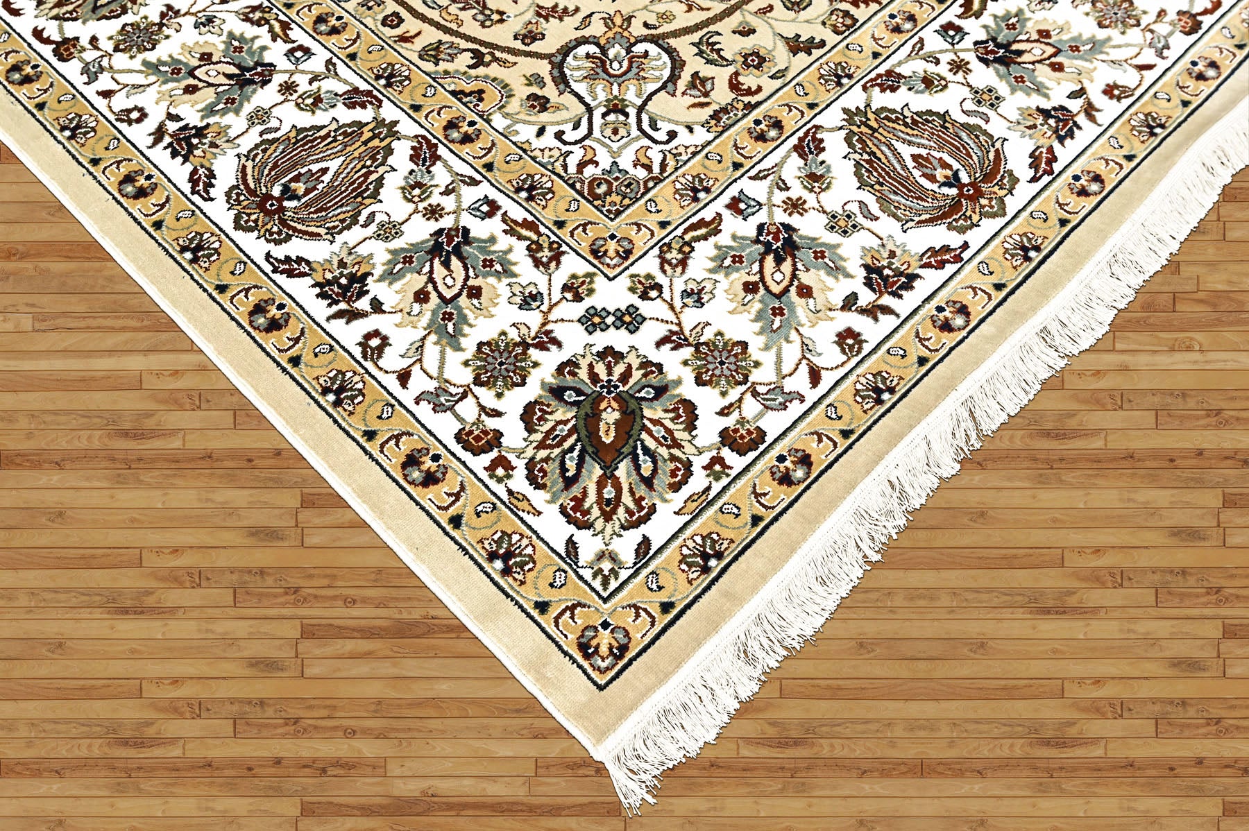 9x12 Light Gold, Ivory, Brown Color Power Loom Oushak Wool Traditional Oriental Rug