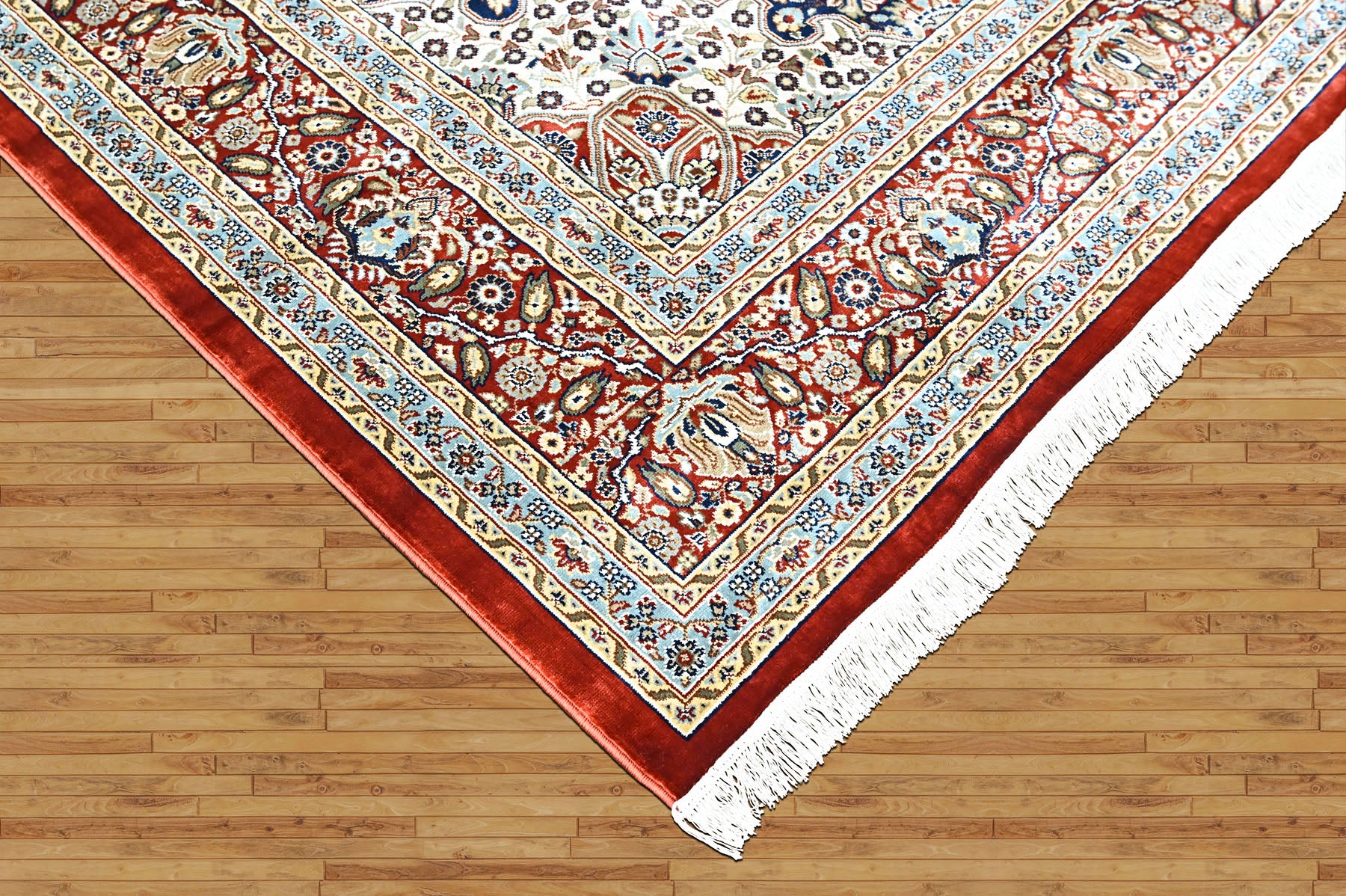9x12 Red, Ivory, Aqua Color Power Loom Oushak Wool Traditional Oriental Rug
