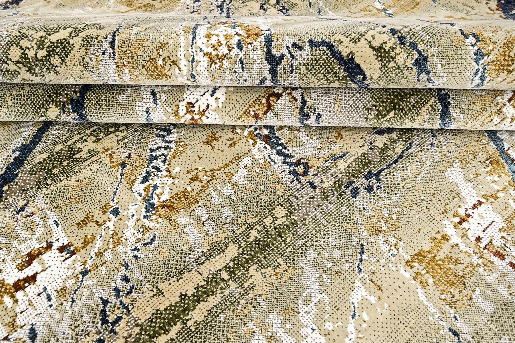 9x12 Gray, Gold, Blue Color Power Loom Oushak Wool Modern Oriental Rug