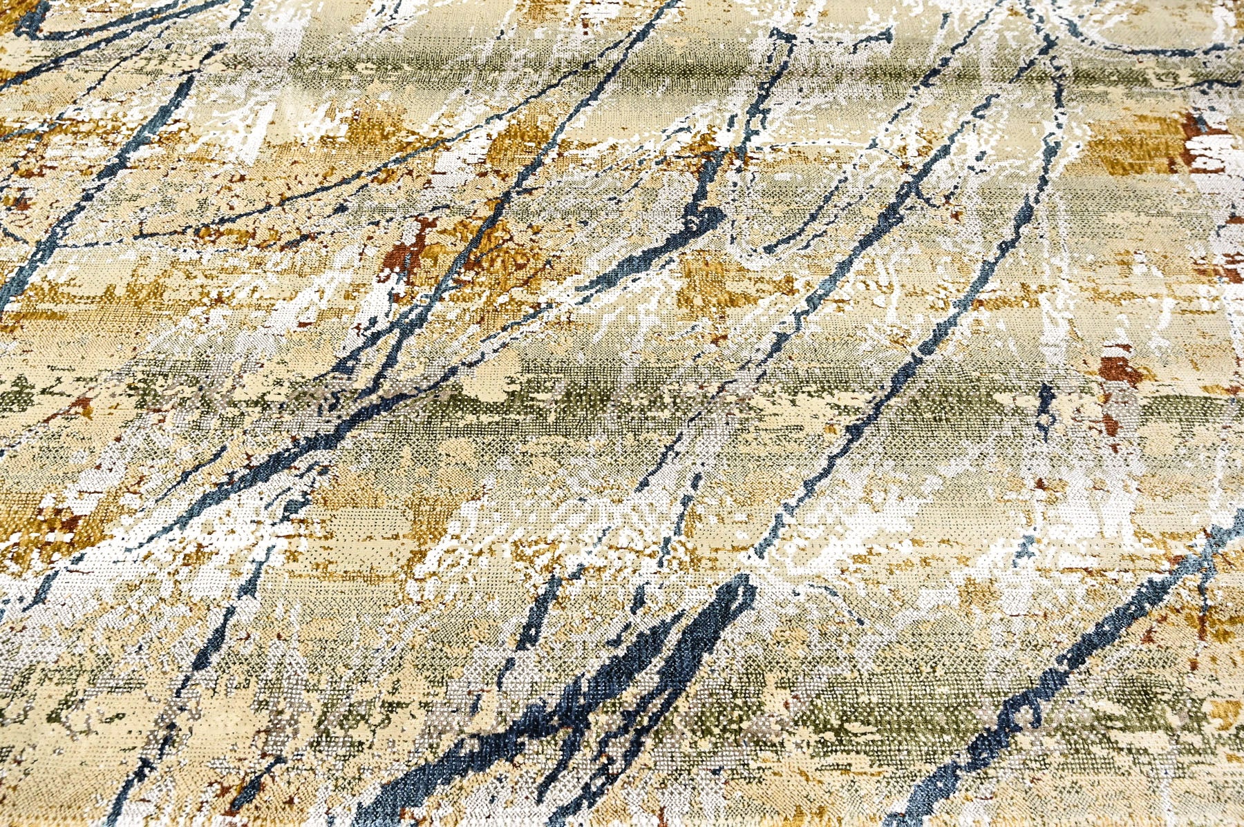 9x12 Gray, Gold, Blue Color Power Loom Oushak Wool Modern Oriental Rug