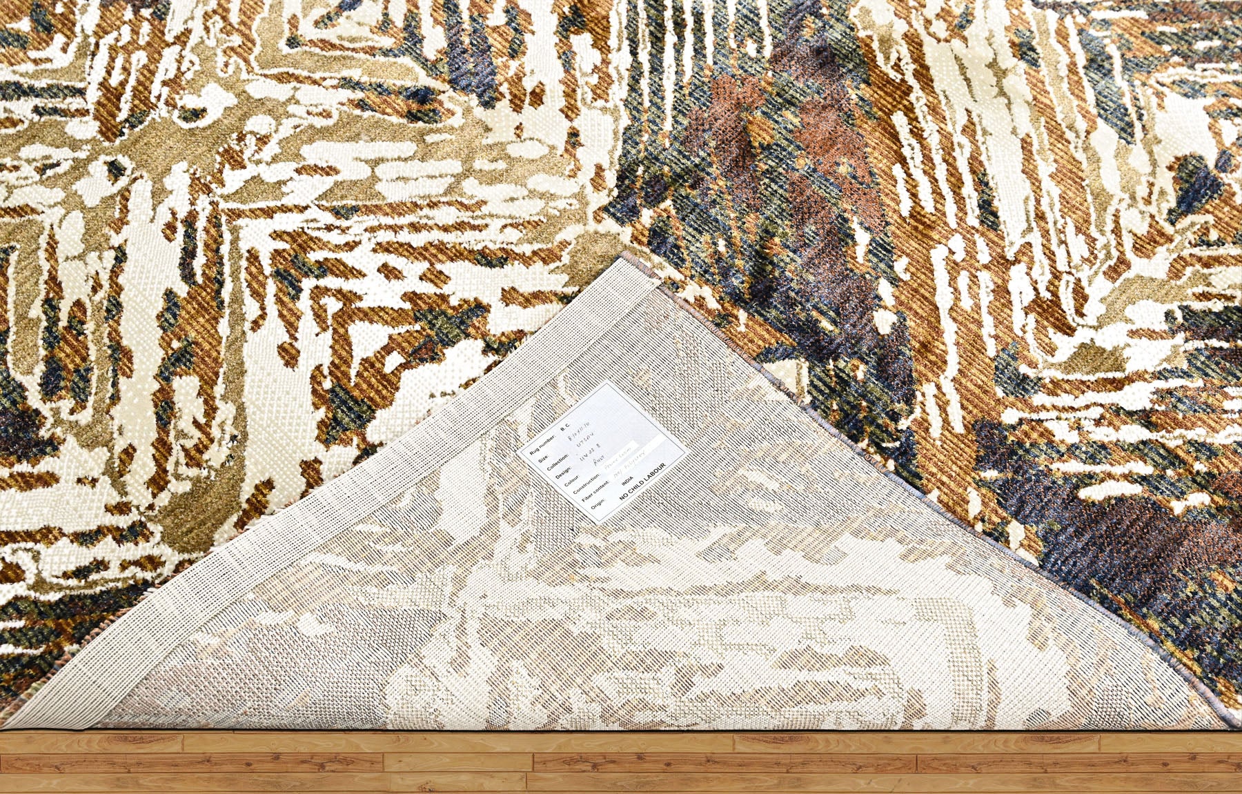 9x12 Ivory, Gold, Blue Color Power Loom Oushak Wool Modern Oriental Rug