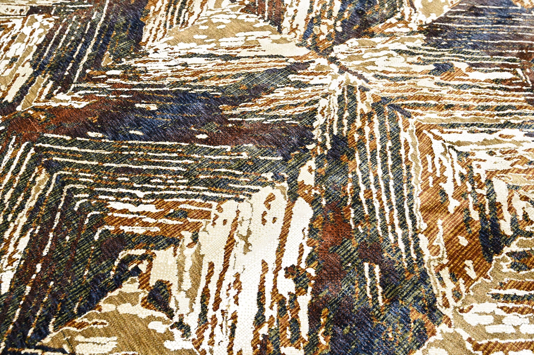 9x12 Ivory, Gold, Blue Color Power Loom Oushak Wool Modern Oriental Rug