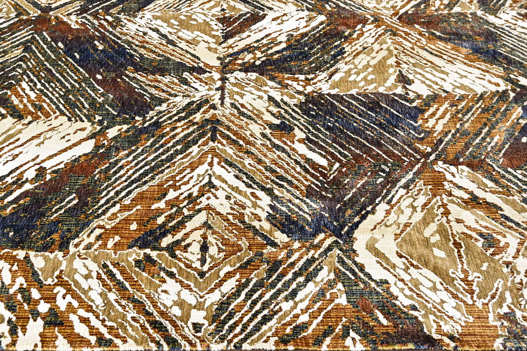 9x12 Ivory, Gold, Blue Color Power Loom Oushak Wool Modern Oriental Rug