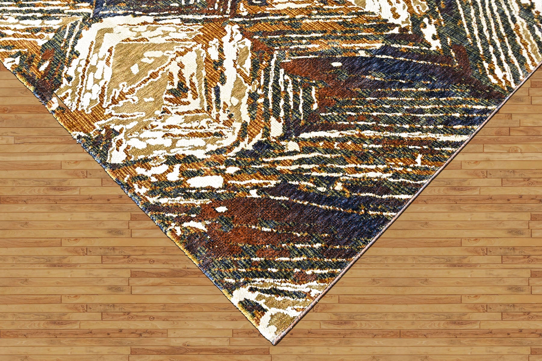 9x12 Ivory, Gold, Blue Color Power Loom Oushak Wool Modern Oriental Rug