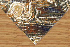 9x12 Ivory, Gold, Blue Color Power Loom Oushak Wool Modern Oriental Rug