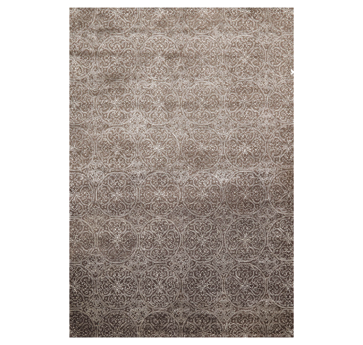 8' x 11' Handmade Wool & Art Silk Patterned Designer Oriental Area Rug Brown