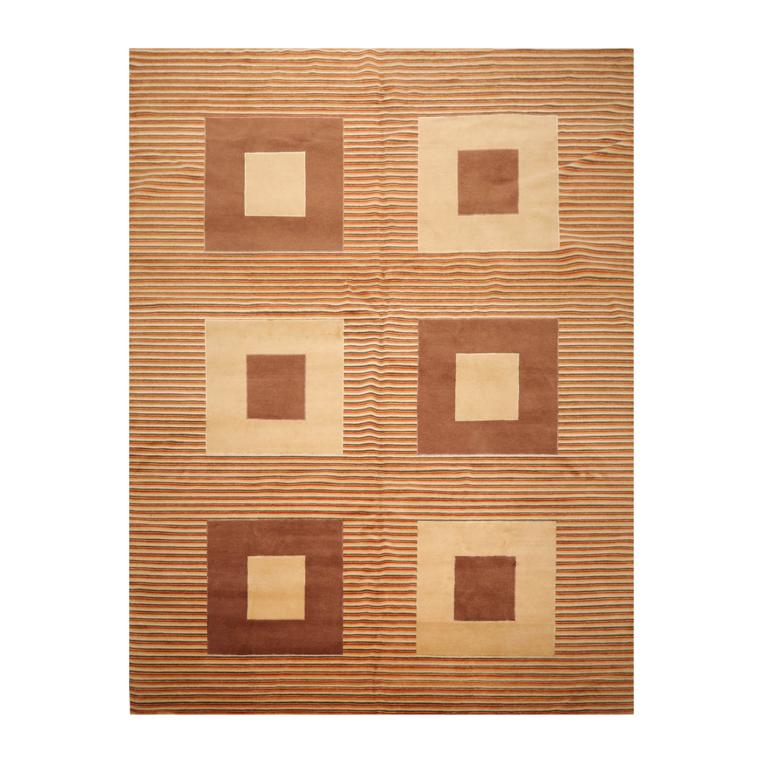 8'11"x11'10'' Hand Knotted Tibetan Wool Art Deco Modern Area Rug Beige Brown