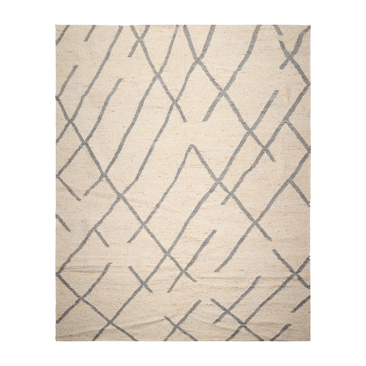 LoomBloom Multi Size Oatmeal Wool Flatweave with Geometric Pattern Oriental Rug