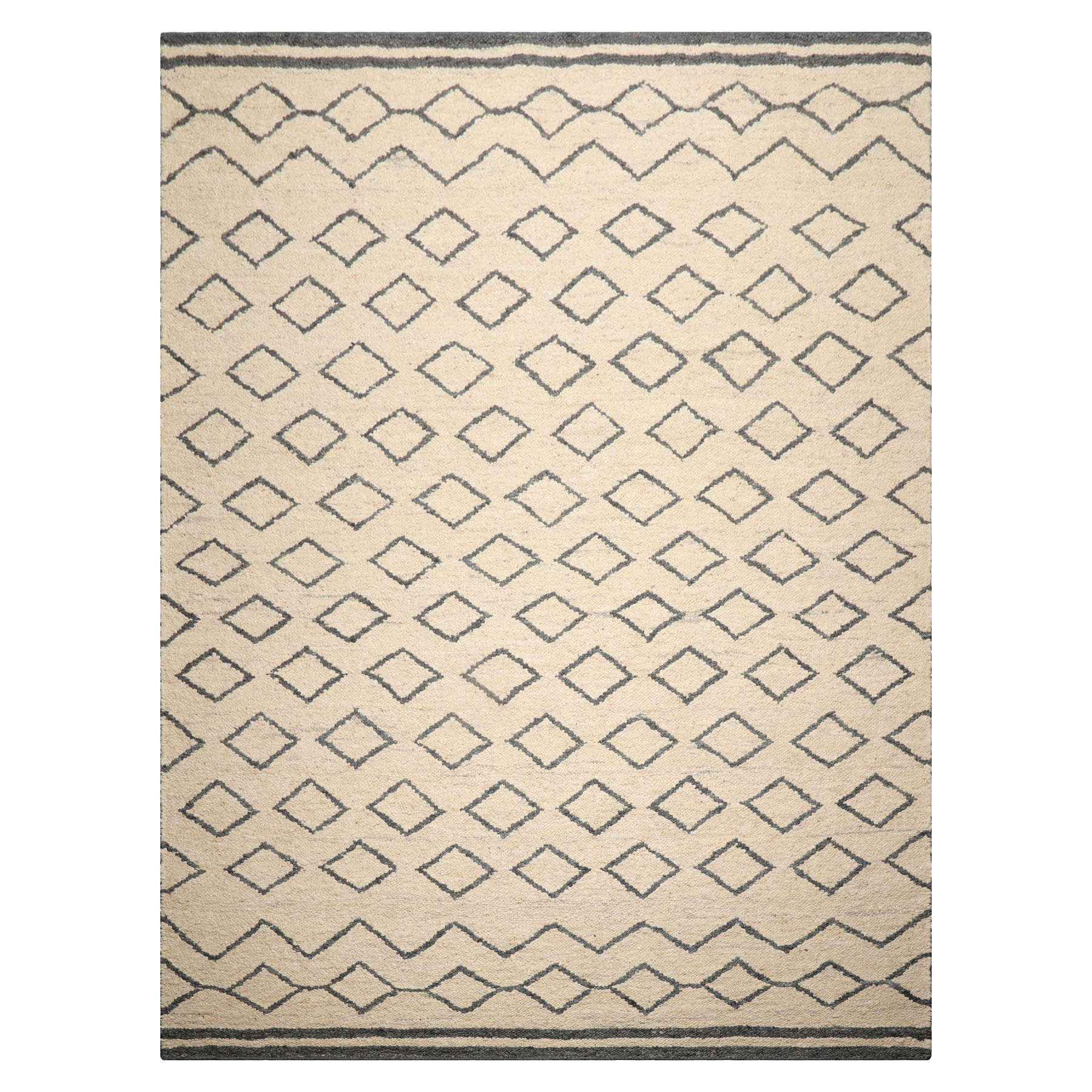 Multi Size Oatmeal Hand Woven Wool Area Rug LoomBloom Geometric Flatweave Contemporary Style