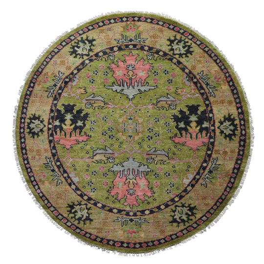 Multi Size Green, Rust Hand Knotted Muted Turkish Oushak 100% Wool William Morris Donegal Branches Arts and Craft Traditional Oriental Area Rug