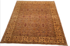 8x10 Brown, Gold Color Hand Knotted Persian 100% Wool Traditional Oriental Rug