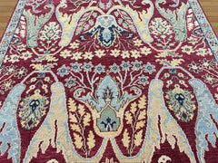 9x12 Wine, Mint, Blue Color Hand Knotted Oushak Wool  Oriental Rug