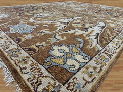 9x12 Mocha, Ivory, Chocolate Color Hand Knotted Oushak Wool  Oriental Rug