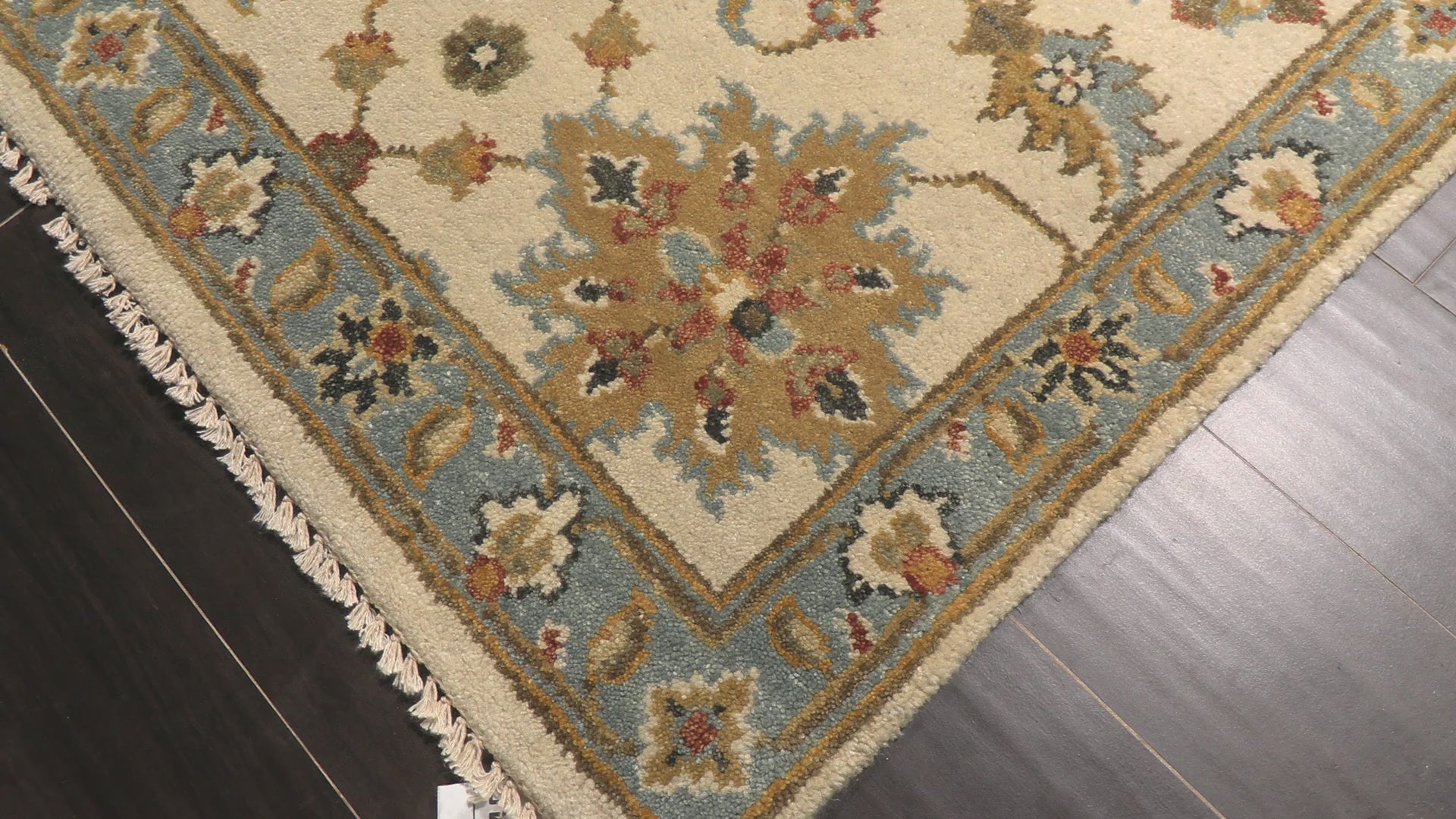 Beige Aqua 6x8'10'' Oushak Traditional Arts & Crafts Hand Knotted Wool Oriental Area Rug