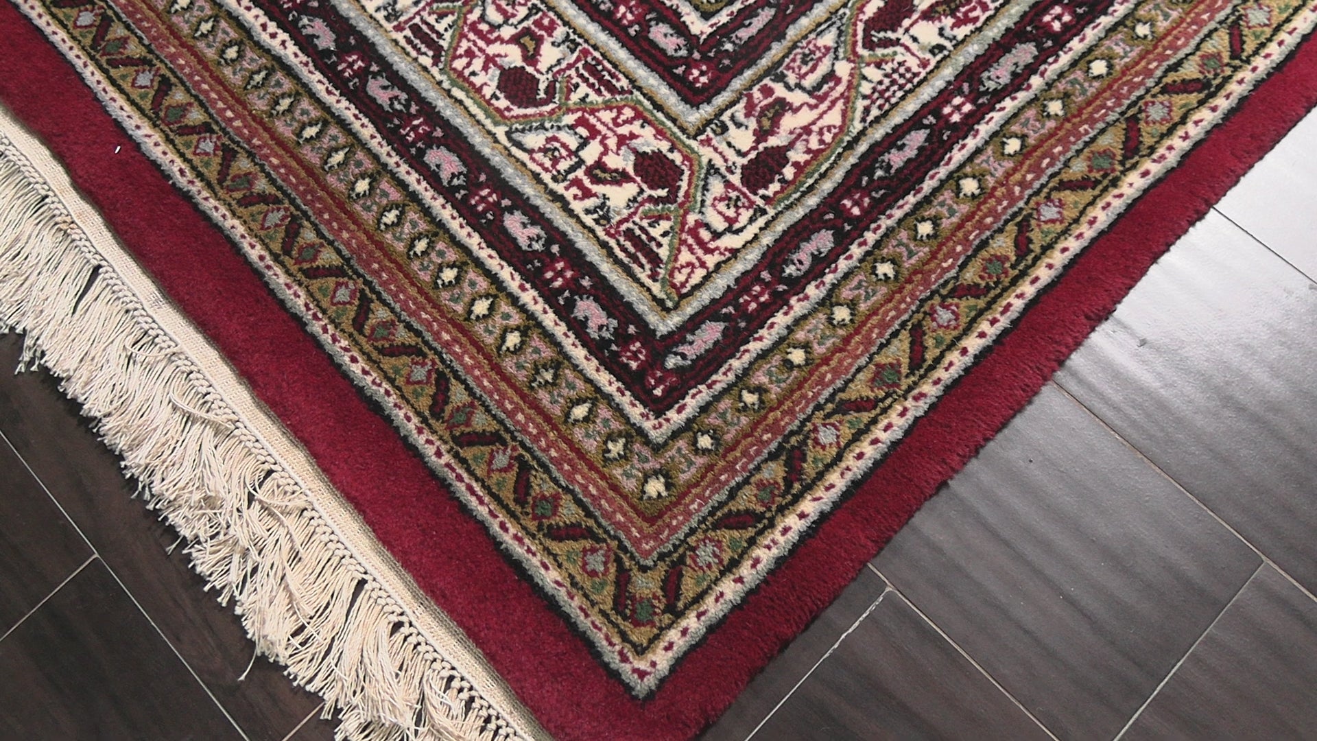 Red 6'7''x9'7'' Boteh Traditional Plush Pile Hand Knotted Wool Oriental Area Rug